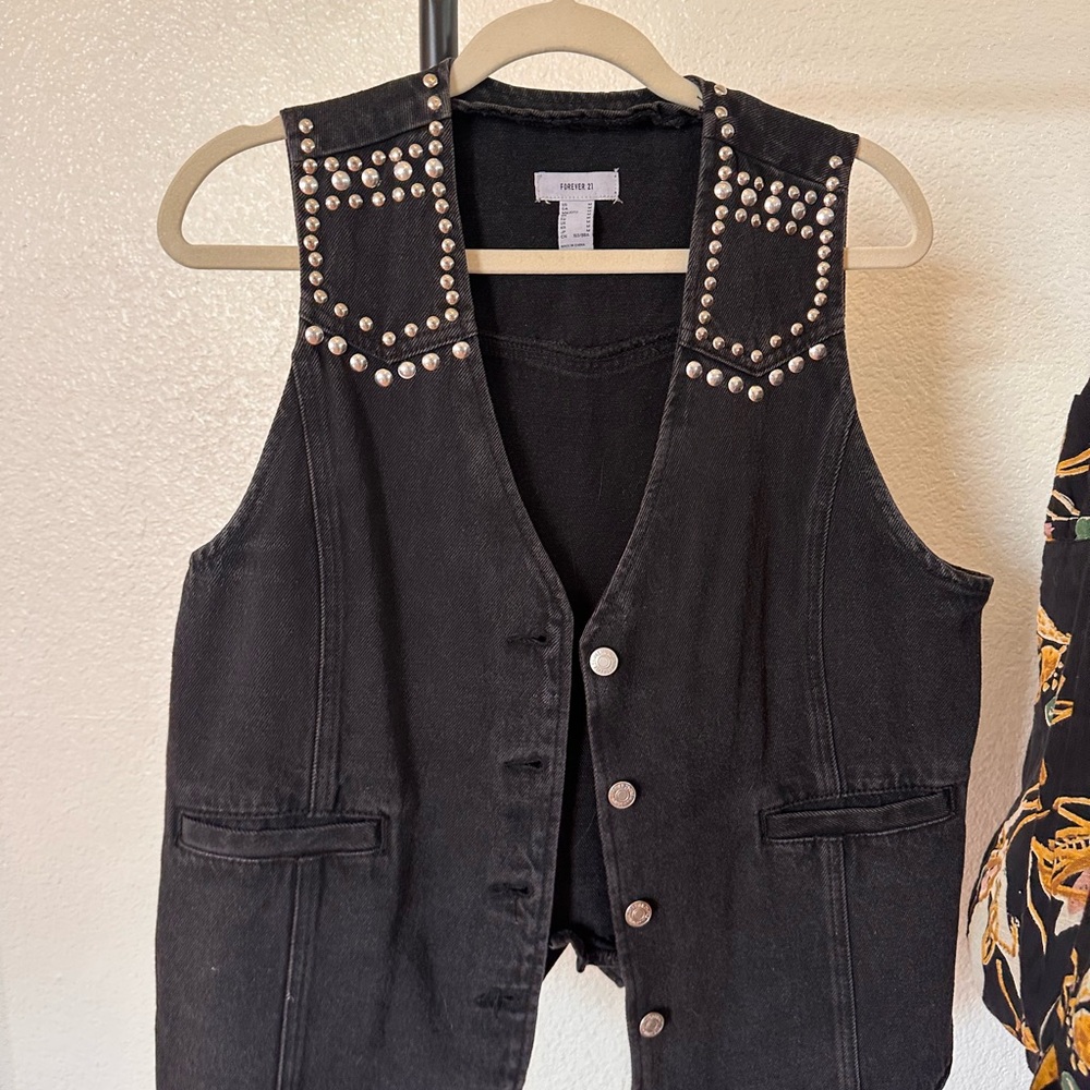 Forever 21 Black Vest with Silver Accents